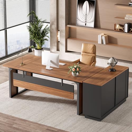 Tribesigns 63‘’ L-Shaped Executive Desk, Office Table with 47-Inch Drawers Cabinet, Large Computer Desk with Storage Shelves