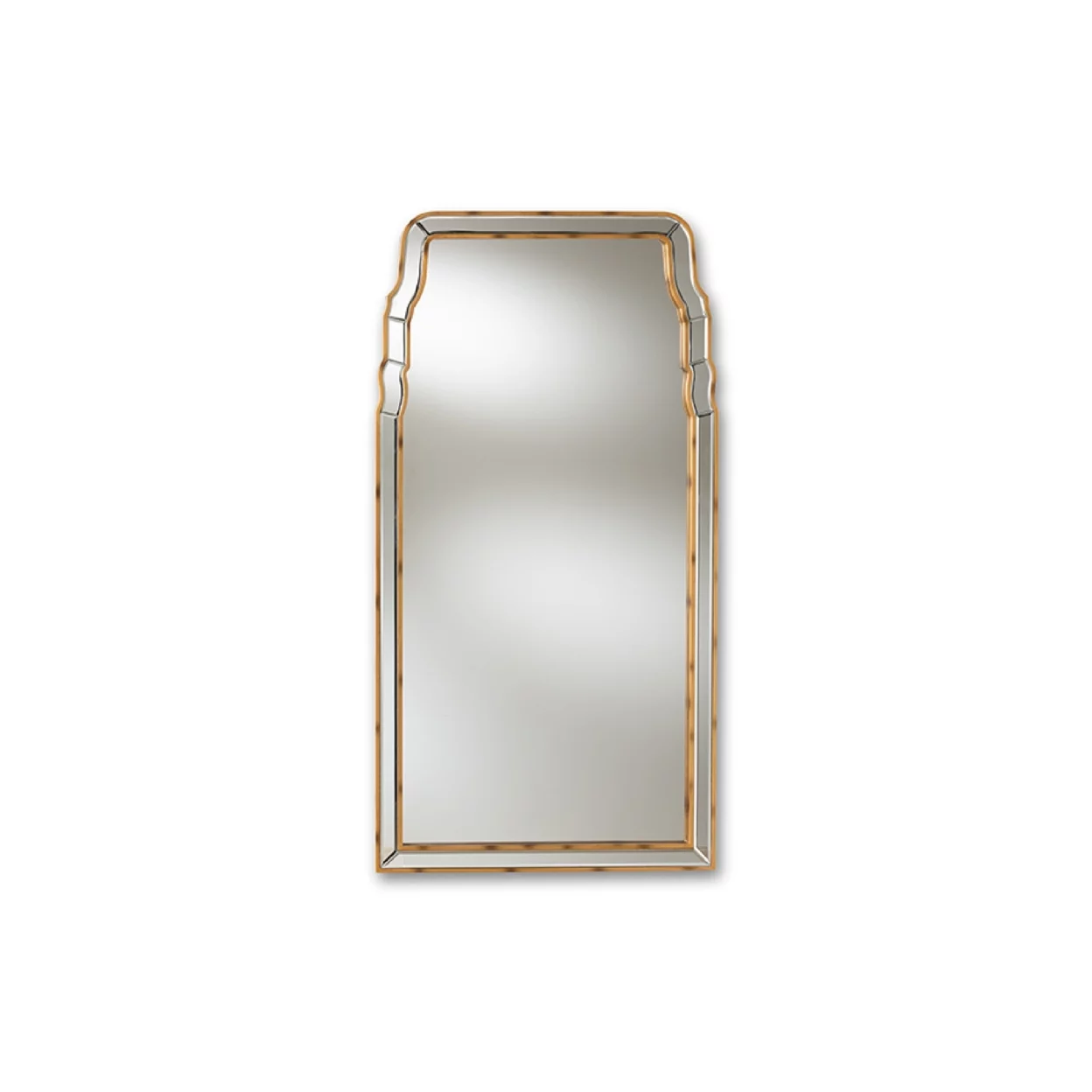 Baxton Studio Alice Modern and Contemporary Queen Anne Style Antique Gold Finished Accent Wall Mirror,Wholesale