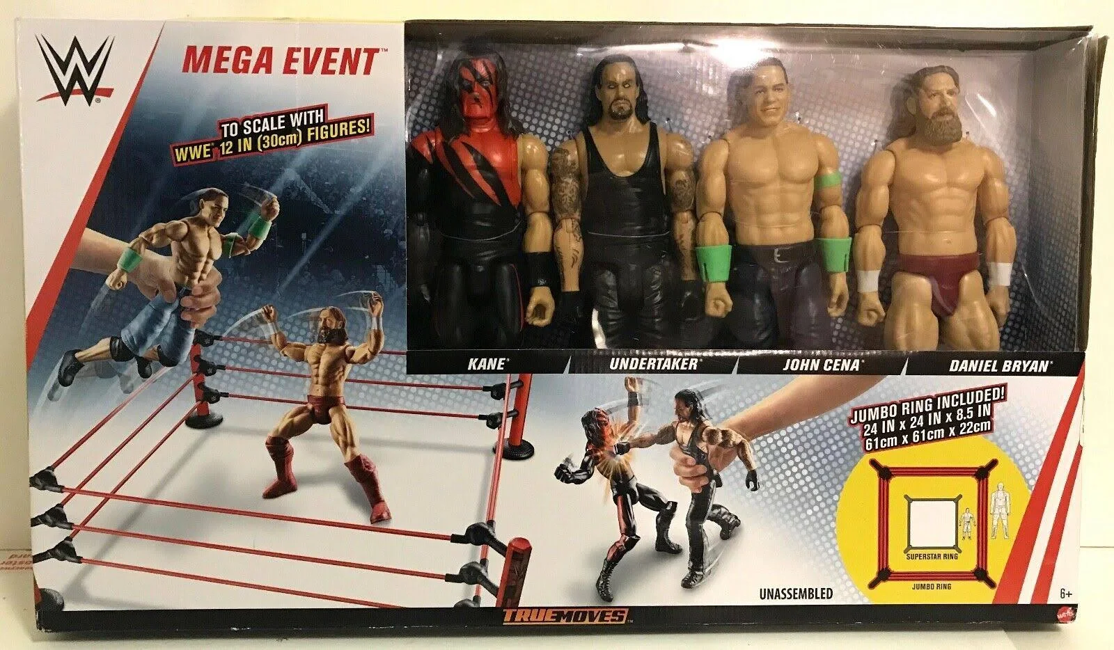 WWE Mega Event Jumbo Ring Kane, Undertaker, Cena u0026 Bryan 12 inch Figures Mattel