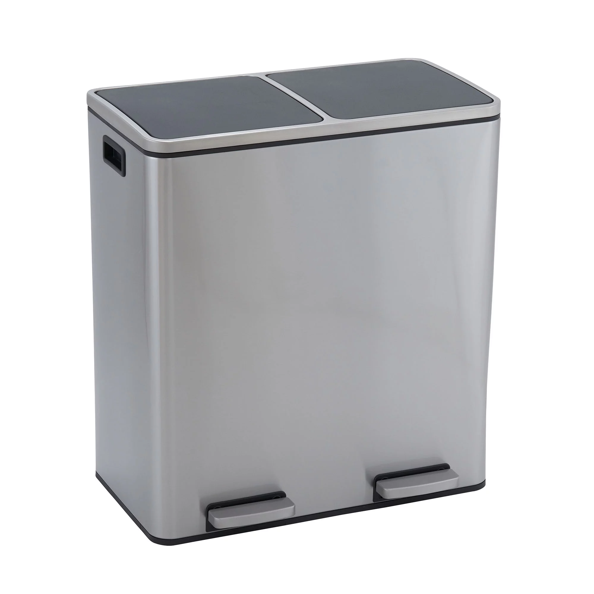 Design Trend Dual Compartments Stainless Steel Kitchen Step On Garbage Can and Recycle, 8 gal - Curated Treasures Market