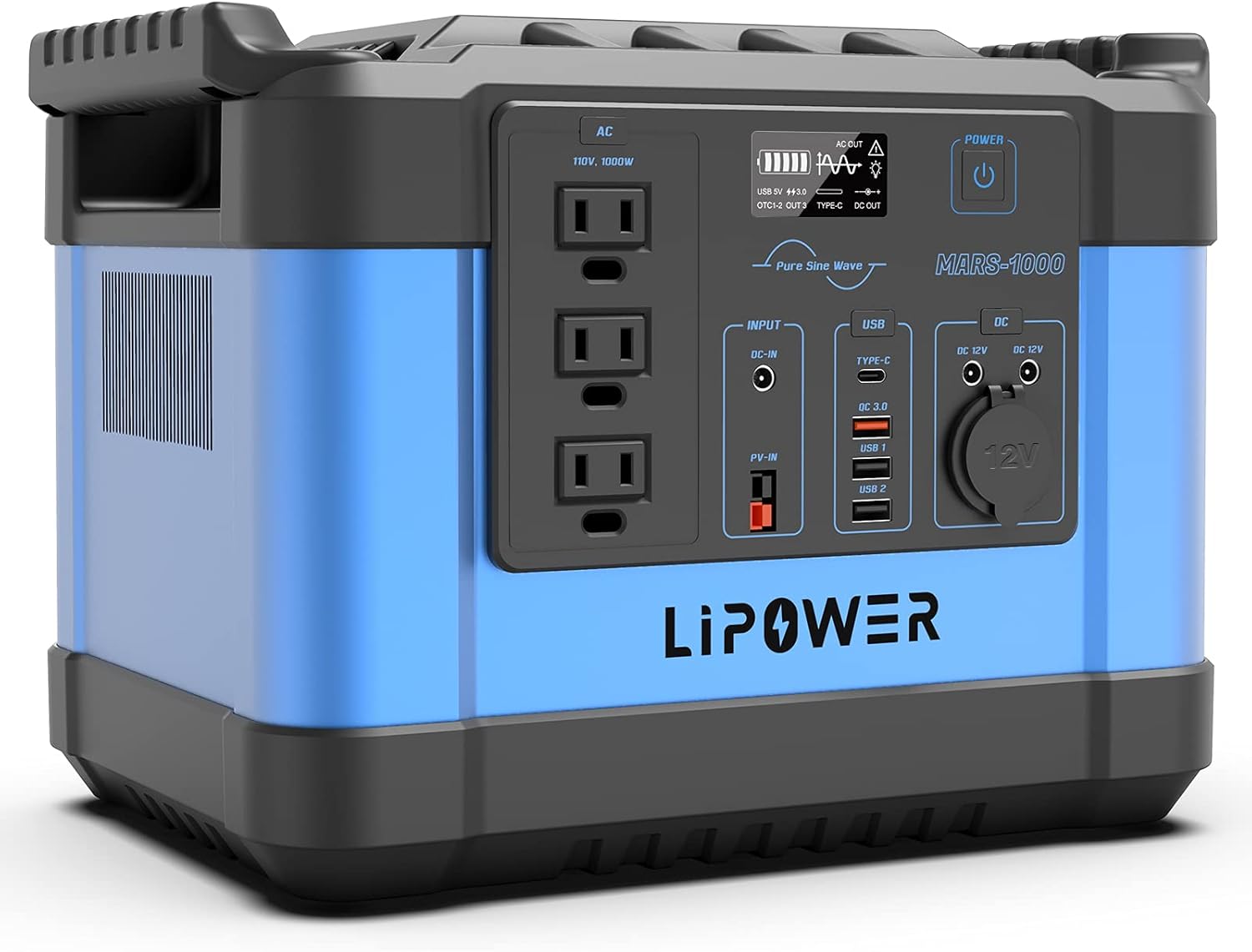 Portable Power Station 1000W(1100Wh/300000mAh), LIPOWER Solar Generator Backup Power Supply for Home, Outdoors Camping Travel