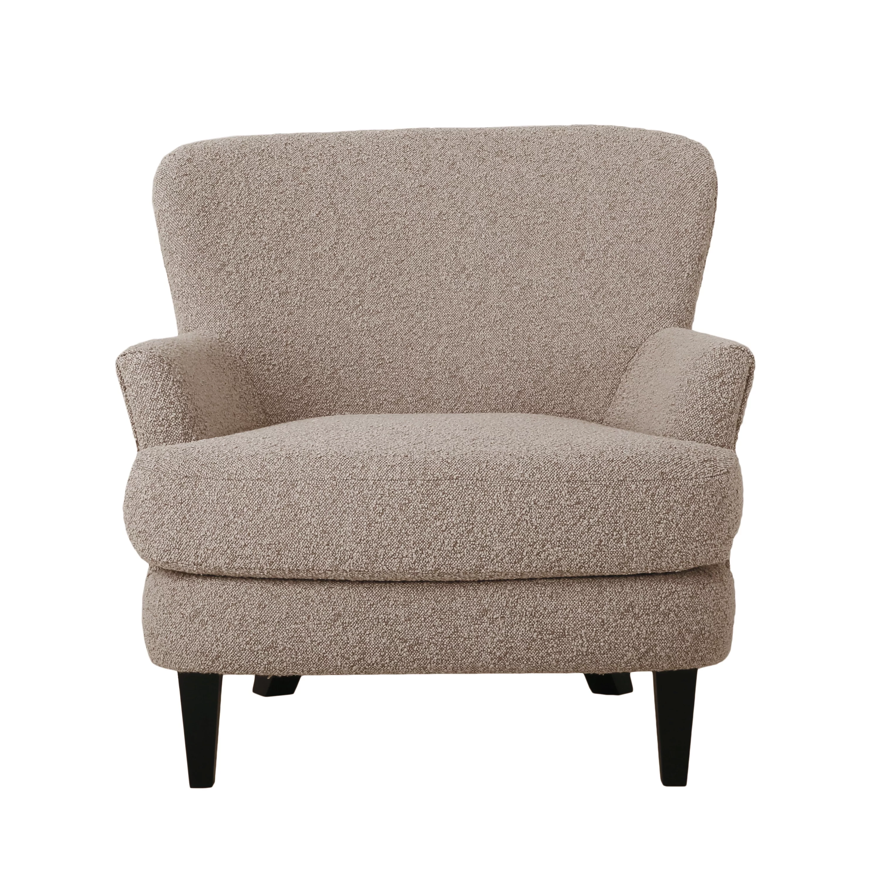 GDF Studio Gerald Contemporary Boucle Upholstered Club Chair and Ottoman Set, Stone and Matte Black