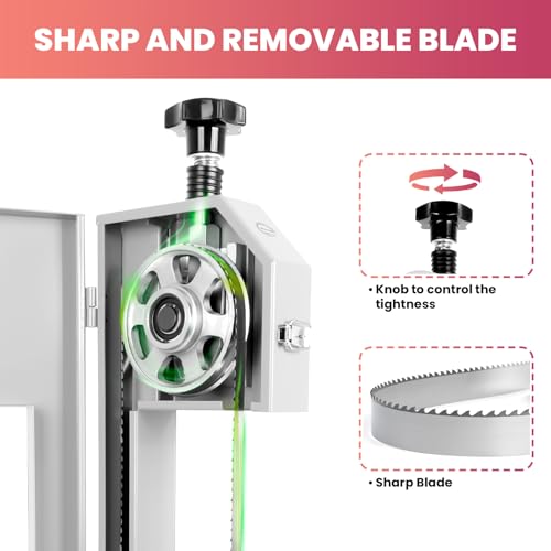 1500W Electric Bone Saw Machine | 20" x 15" Meat Cutting Table | Stainless Steel Bandsaw Machine | 0.04-8" Cutting Thickness with 8 Saw Blades |