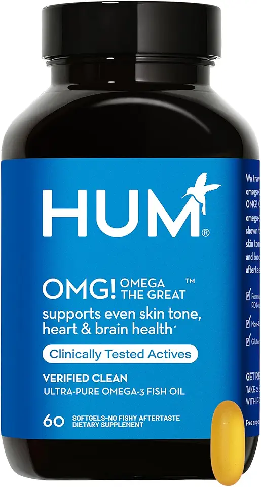 HUM OMG! Omega The Great - Triple Omega 3 Fish Oil Supplement with DHA, EHA & Vitamin E to Support Bright & Even Skin Tone