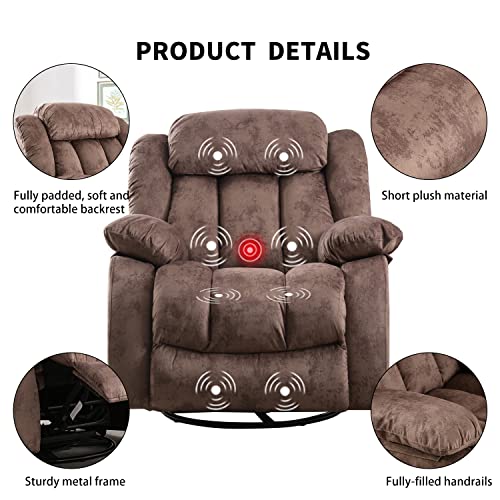 INZOY Massage Swivel Rocker Recliner with Heat and Vibration, Manual Rocking Recliner Chair with Vibrating Massage