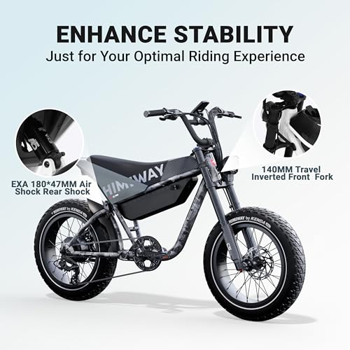 Himiway C5 Electric Bike 80 Miles 48V 20Ah Battrey, 750W Motor, Torque Sensor, 7-Speed, 20" x 4" Fat Tire Electric Bike, 20+MPH, 330LBS Payload