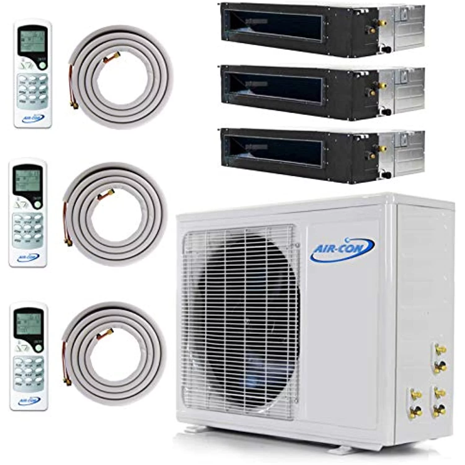 Multi Zone Mini Split Ductless Air Conditioner Tri 3 Zone 12000 12000 12000 Pre-Charged Inverter Compressor Includes Three Free 25 ft Linesets Slim