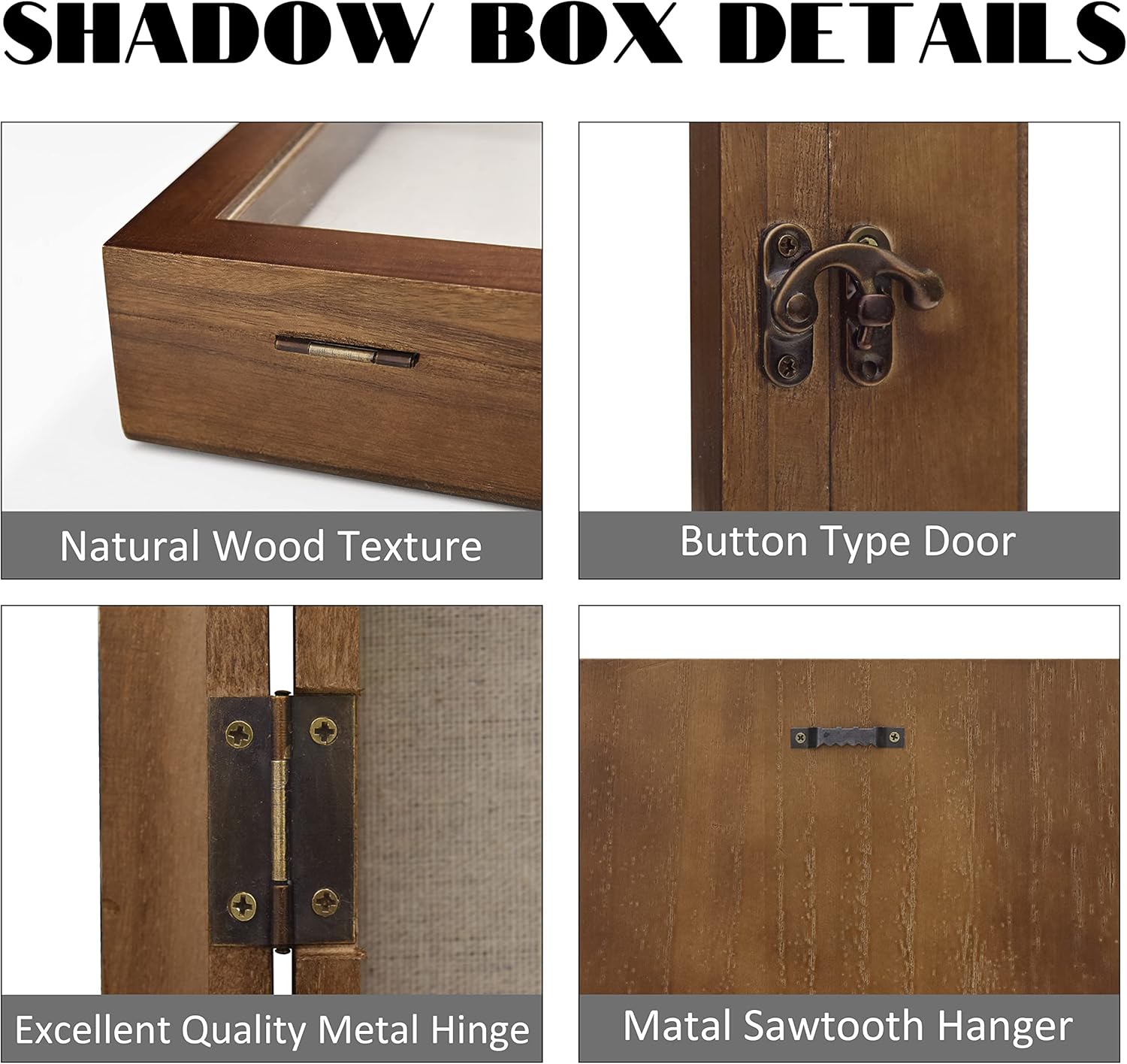 Large Shadow Box Display Case 11*14 Shadow Box Picture Frame with Linen Back Memorabilia Awards Medals Photos Wood Memory Box for Medals, Photos