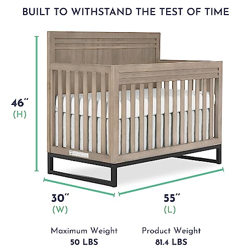 Evolur Kyoto 5-in-1 Convertible Crib in Brown Stone, Greenguard Gold and JPMA Certified, Non-Toxic Baby Safe Paint, Made of Hardwood