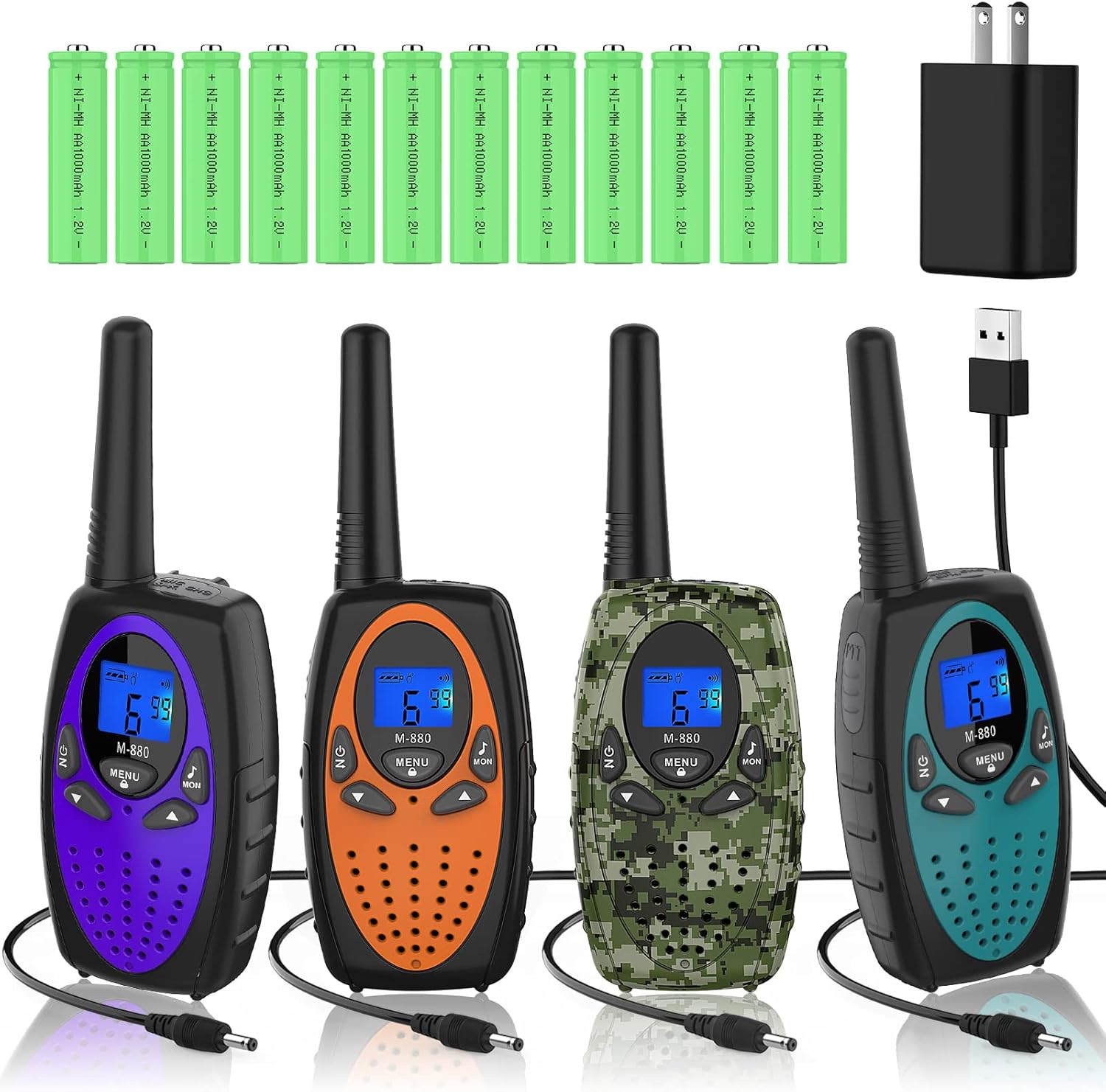 Topsung Walkie Talkies for Adults,Rechargeable Walkie Talkie with 12 X 1000Mah Batteries and Charger