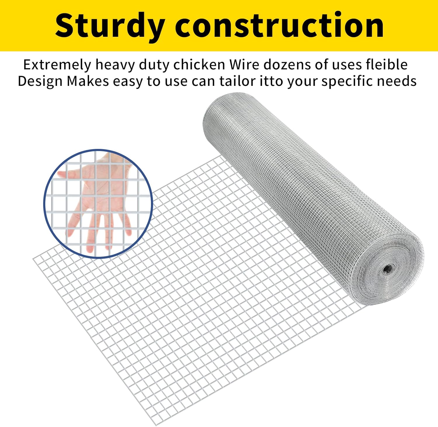 Hardware Cloth Chicken Wire Mesh Galvanized Wire Mesh 48inx100ft 19 Gauge Heavy Duty Galvanized Wire Fence Chicken Fence for Chicken Poultry Coop