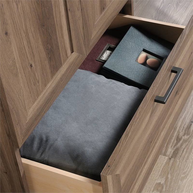Pemberly Row Wardrobe Armoire with 1-Drawer in Salt Oak