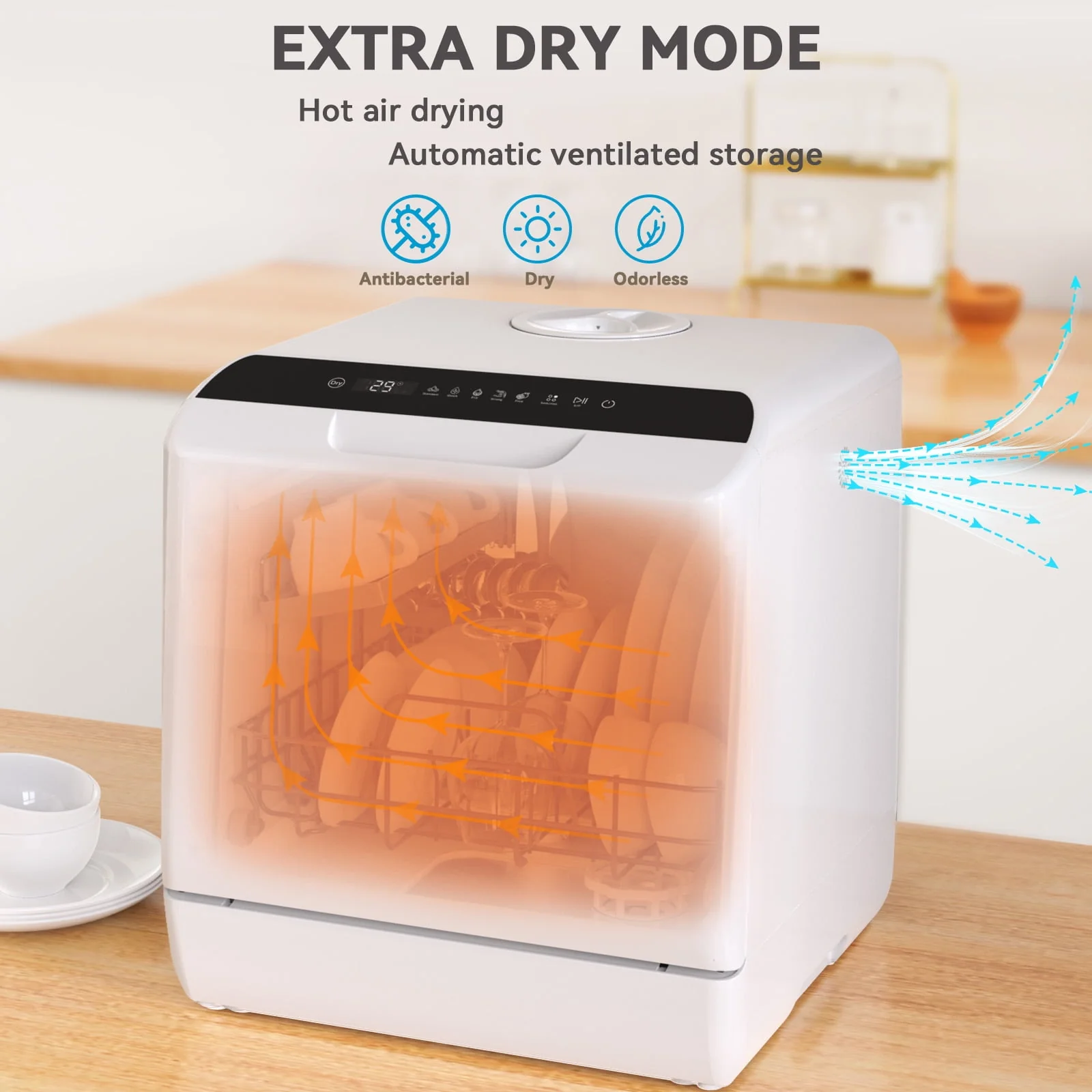 Hermitlux Portable Countertop Dishwasher, 5 Washing Programs Mini Dishwasher with 5-Liter Water Tank, HMX-DW04