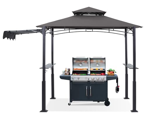 ABCCANOPY 8x5 Grill Gazebo - Outdoor BBQ Canopy Shelter with Led Light for Patio Backyard Grilling (Dark Gray)