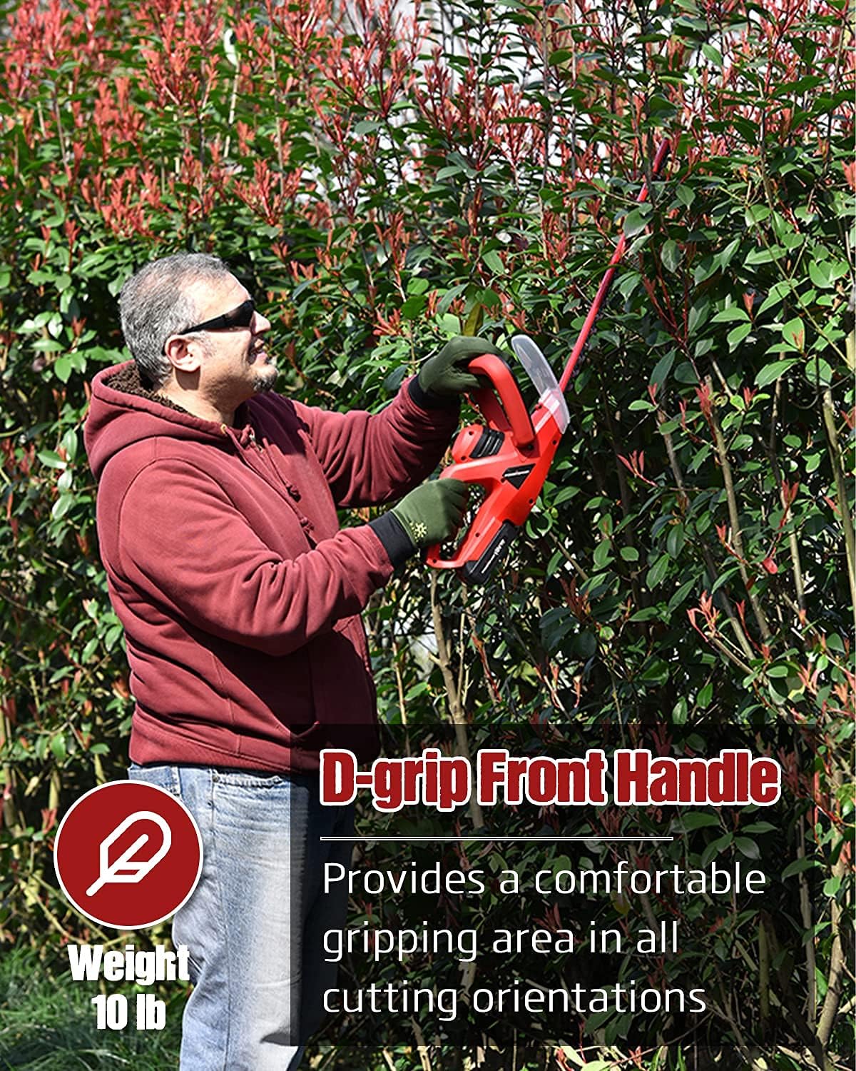 PowerSmart Hedge Trimmer Cordless, 20V Max Battery Operated Hedge Clippers Cordless with 16-Inch Blade, Garden Battery Powered Bush Trimmer