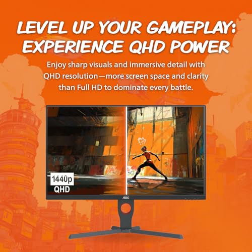 AOC C27G2Z 27" Curved Frameless Ultra-Fast Gaming Monitor, FHD 1080p, 0.5ms 240Hz, FreeSync, 2x HDMI 2.0, 1x Display Port, Height Adjustable