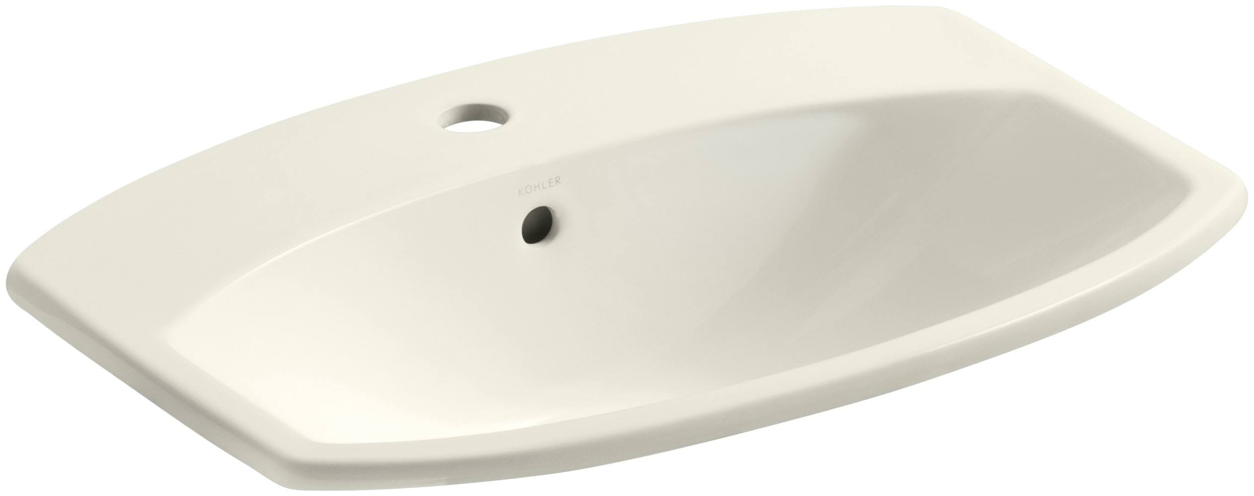 KOHLER K-2351-1-96 Cimarron Drop-In Bathroom Sink with Single Faucet Hole, Biscuit