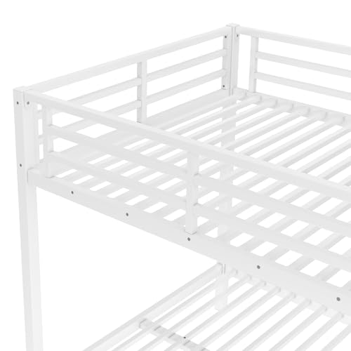 Heavy Duty Bunk Bed Frame with Ladder, Twin XL Over Twin XL Bunk Beds with Safety Guardrails, Adults Bunk Beds with Noise-Reducing Rubber Stoppers