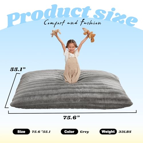 Hobestluk 3 in 1 Bean Bag Chair Giant Bean Bag Chairs Convertible Bean Bag Floor Cushion with Machine Washable Cover