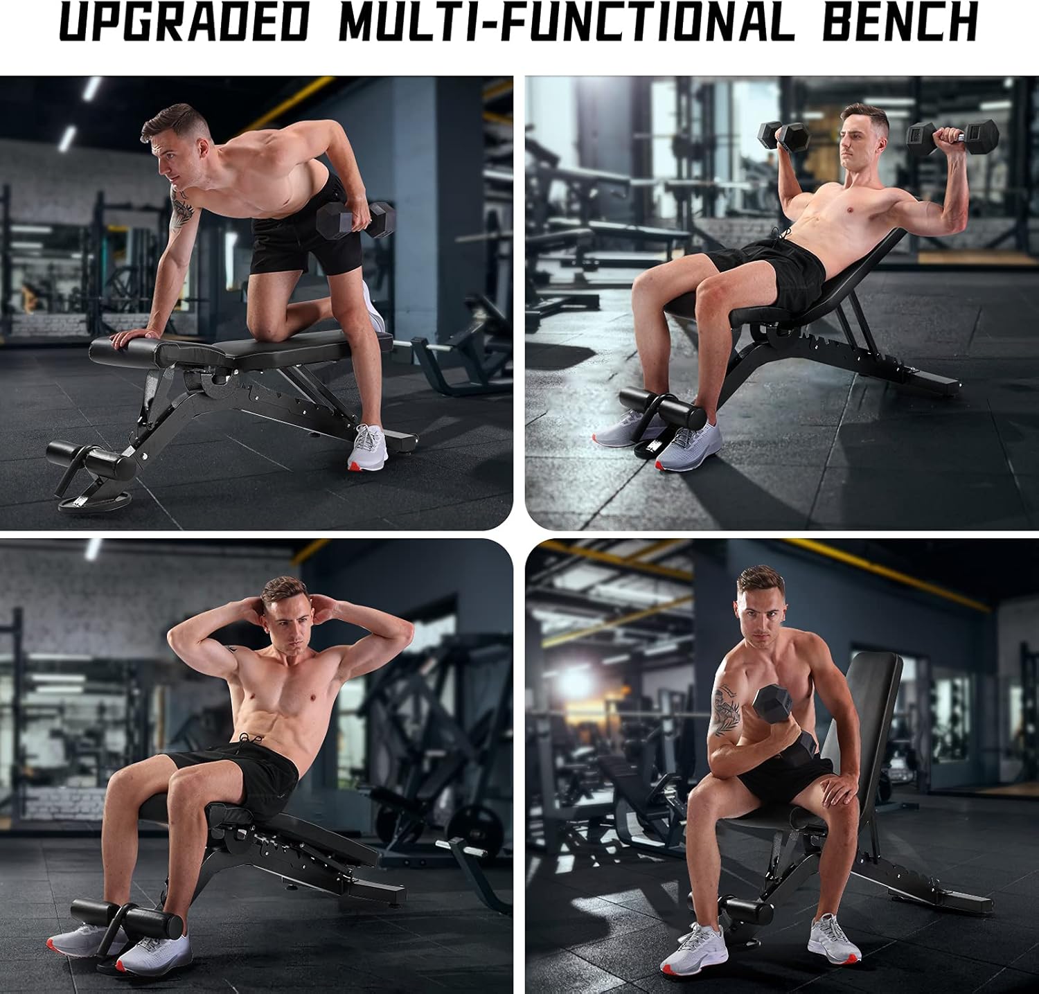 SHAP+ Adjustable Weight Bench, Adjustable Strength Training Bench with Leg Extension for Home Gym. Weight Training Bench for Dumbbell Training.