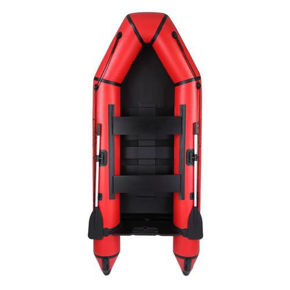 Campingsurvivals 10ft Thickened Inflatable Boat, Rafting Boats with Oars and Air Pump, Red/Black - Radiant Selections
