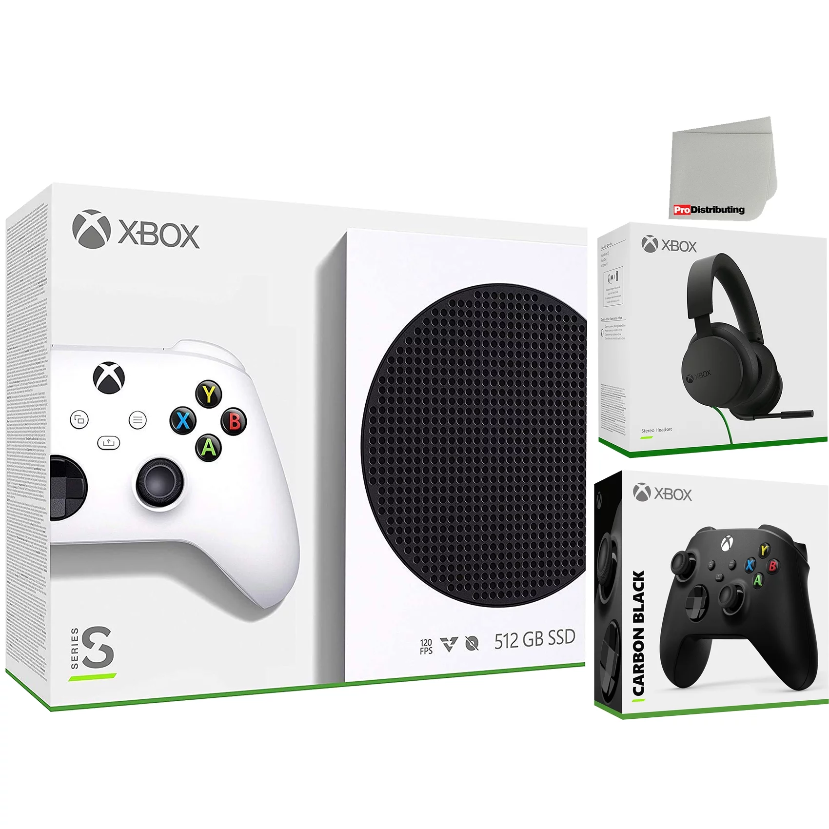 Microsoft Xbox Series S Console with Carbon Black Extra Controller, Gaming Headset and Cleaning Cloth Bundle - Radiant Selections