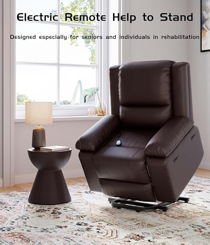 GarveeHome Power Lift Recliner Chair - Heat and Massage, Faux PU Electric Lift Recliner for Elderly & Mobility Impaired, Adjustable Back and Legs