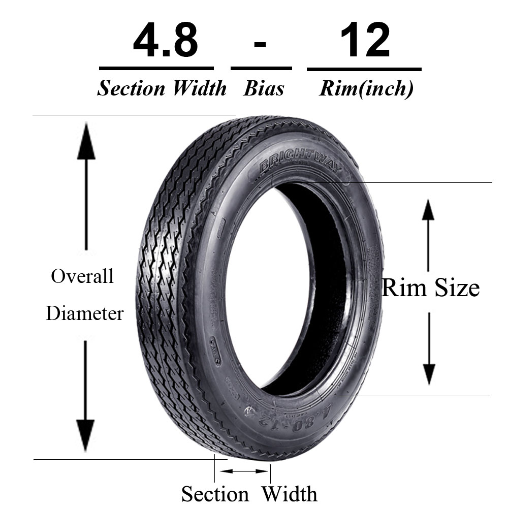 SUPERGUIDER Trailer Tire 4.80-12 Highway Boat Motorcycle Tires 4.80x12 480-12 6PR Load Range C Set of 4