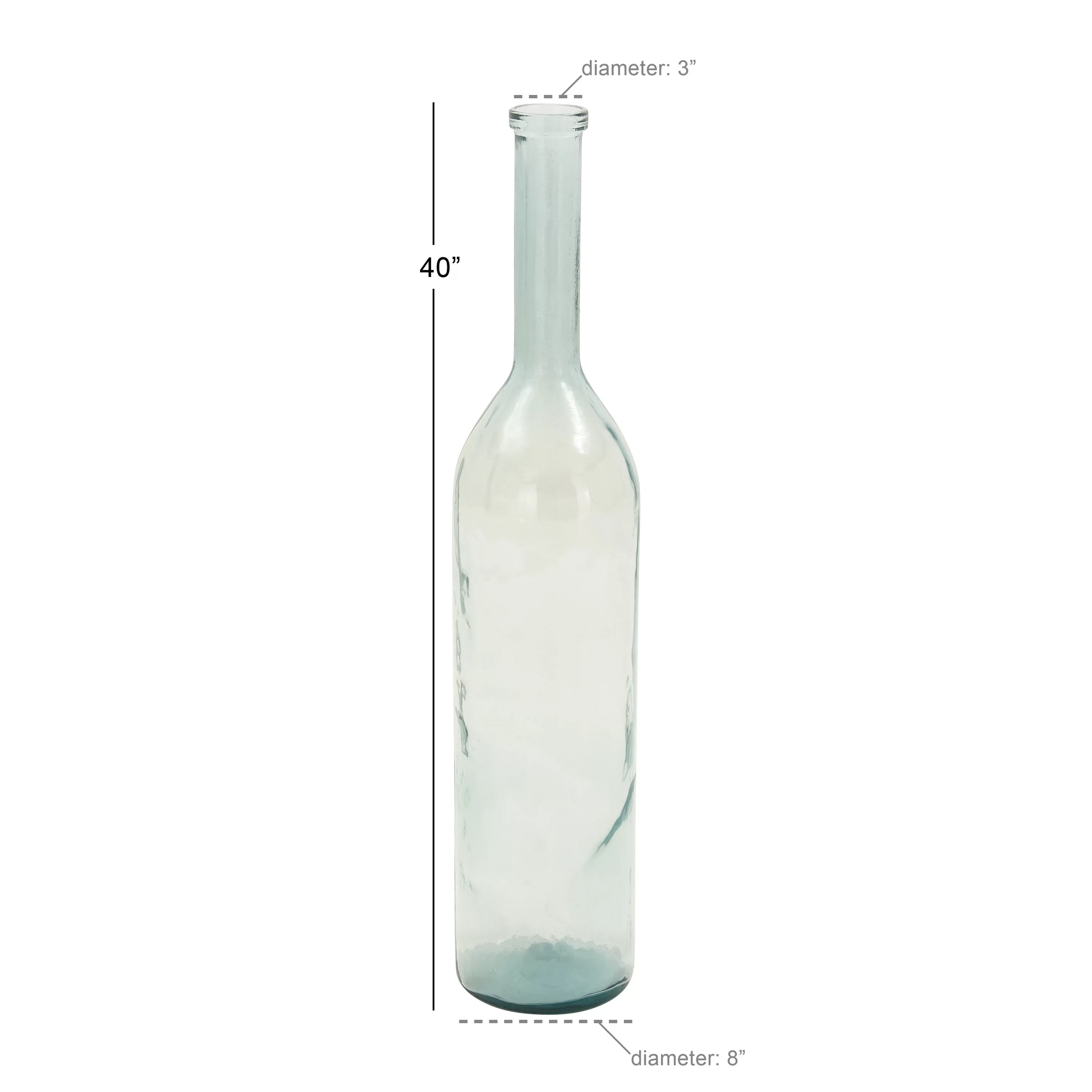 DecMode Farmhouse Recycled Glass Blue Spanish Decorative Vase, 8"W x 40"H