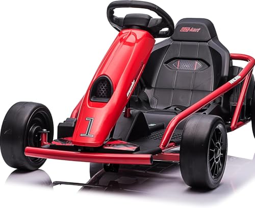Go Kart Electric Drift Kart Car, 24V Outdoor Ride on Toy, Fast 2×300W Motor, 8 MPH High Speed Drift Car, with Music and Slow Start