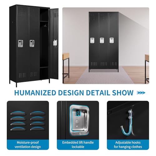 6 Doors Metal Lockers for Employees 72" H Storage Cabinet Lockable Locker with Shelves Steel Storage Locker for Gym School Office Home Requires