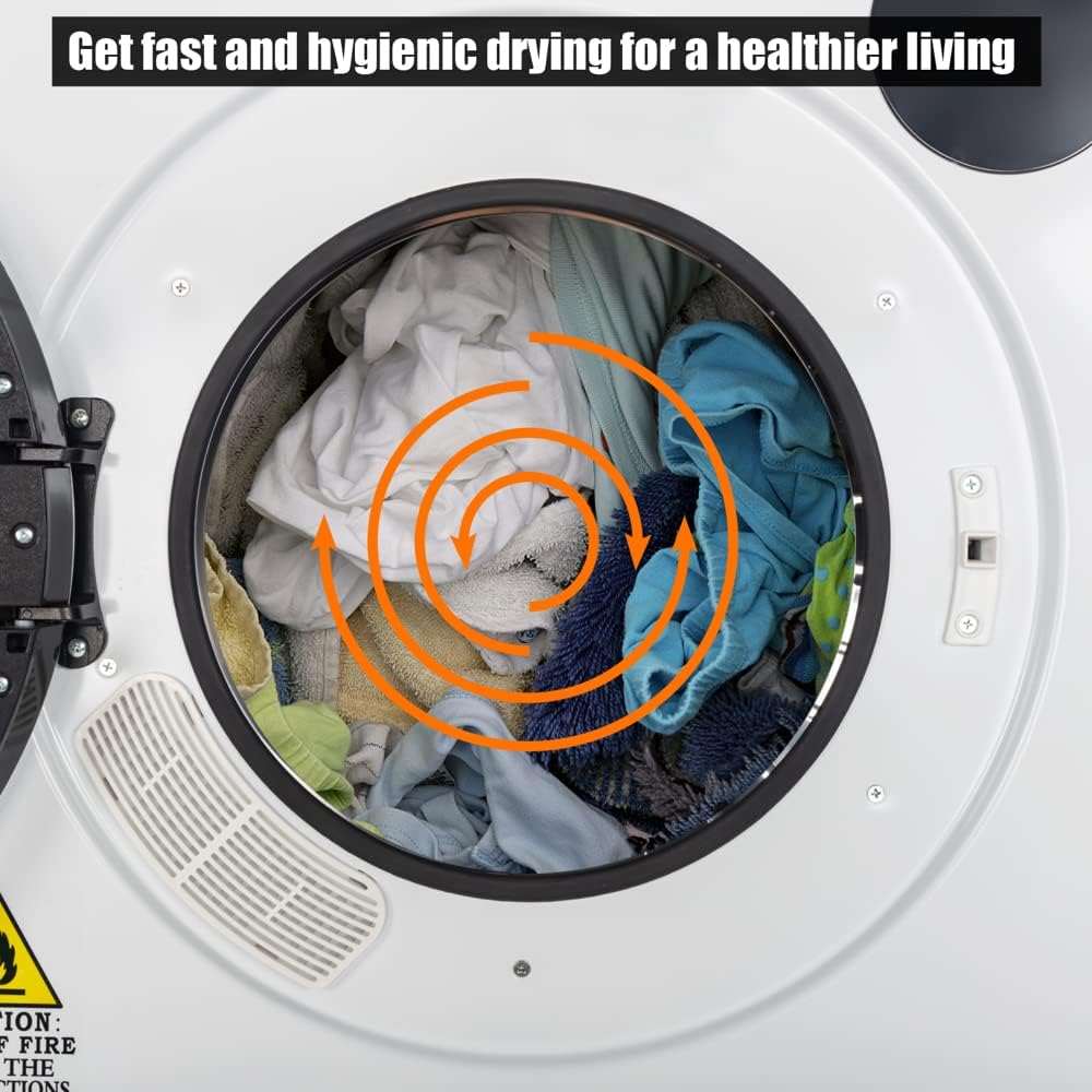 ROVSUN 13.2LBS Electric Compact Clothes Dryer, 3.22 Cu.Ft Portable Front Load Tumble Laundry Dryer w/Stainless Steel Tub, Easy Button Control