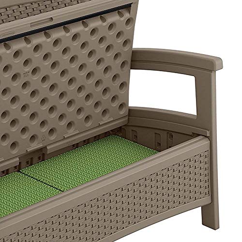 Suncast Elements Stylish Lightweight Loveseat Outdoor Seating with Convenient Built In Universal Storage, and All Weather Plastic, White
