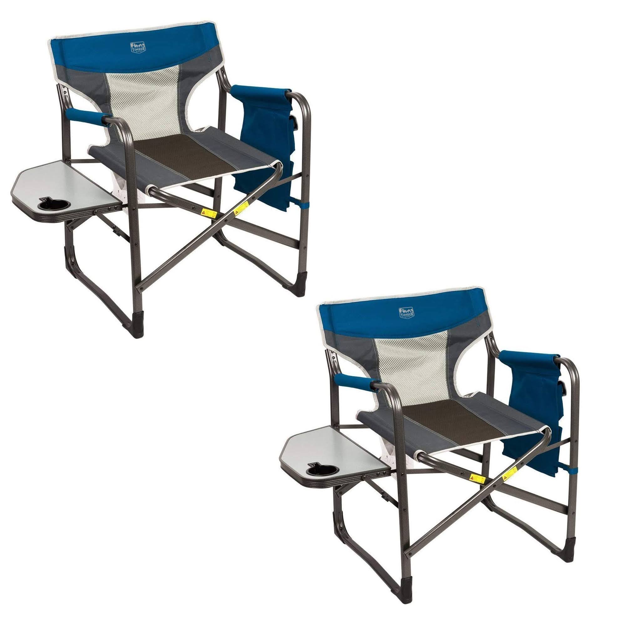 Timber Ridge Portable Folding Camping Directors Chair with Side Table (2 Pack) by VM Express