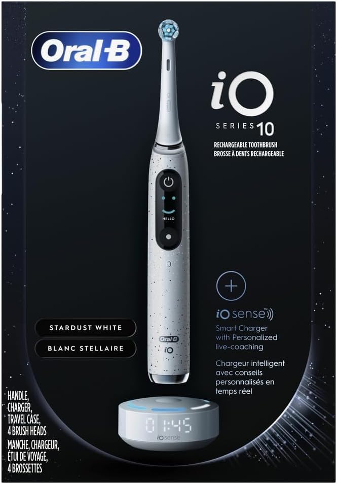 Oral-B iO Series 10 Rechargeable Electric Toothbrush with Visible Pressure Sensor to Protect Gums, 2 Min Timer, 7 Cleaning Settings