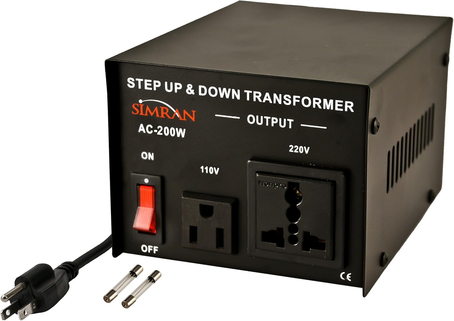 Simran AC-1500 Voltage Power Converter Step up Down Transformer 110 Volt 220 Volt, 1500 Watt, Black