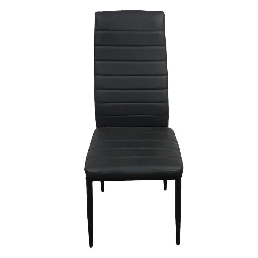GoDecor Set of 4 Dining Side PU Leather Elegant Design Home Furniture Black