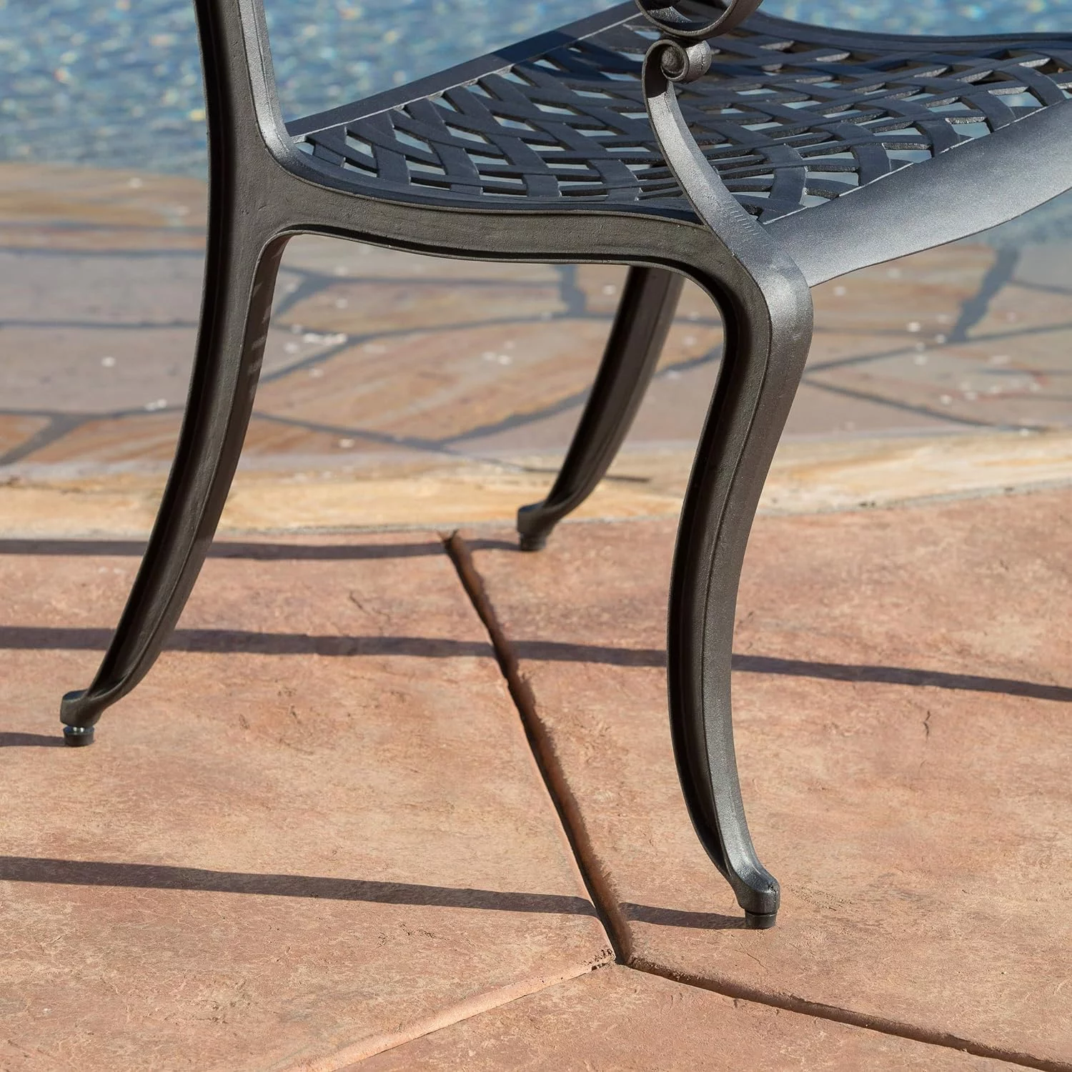 Hallandale Outdoor Cast Aluminum Chairs, 2-Pcs Set, Antique Matte Black