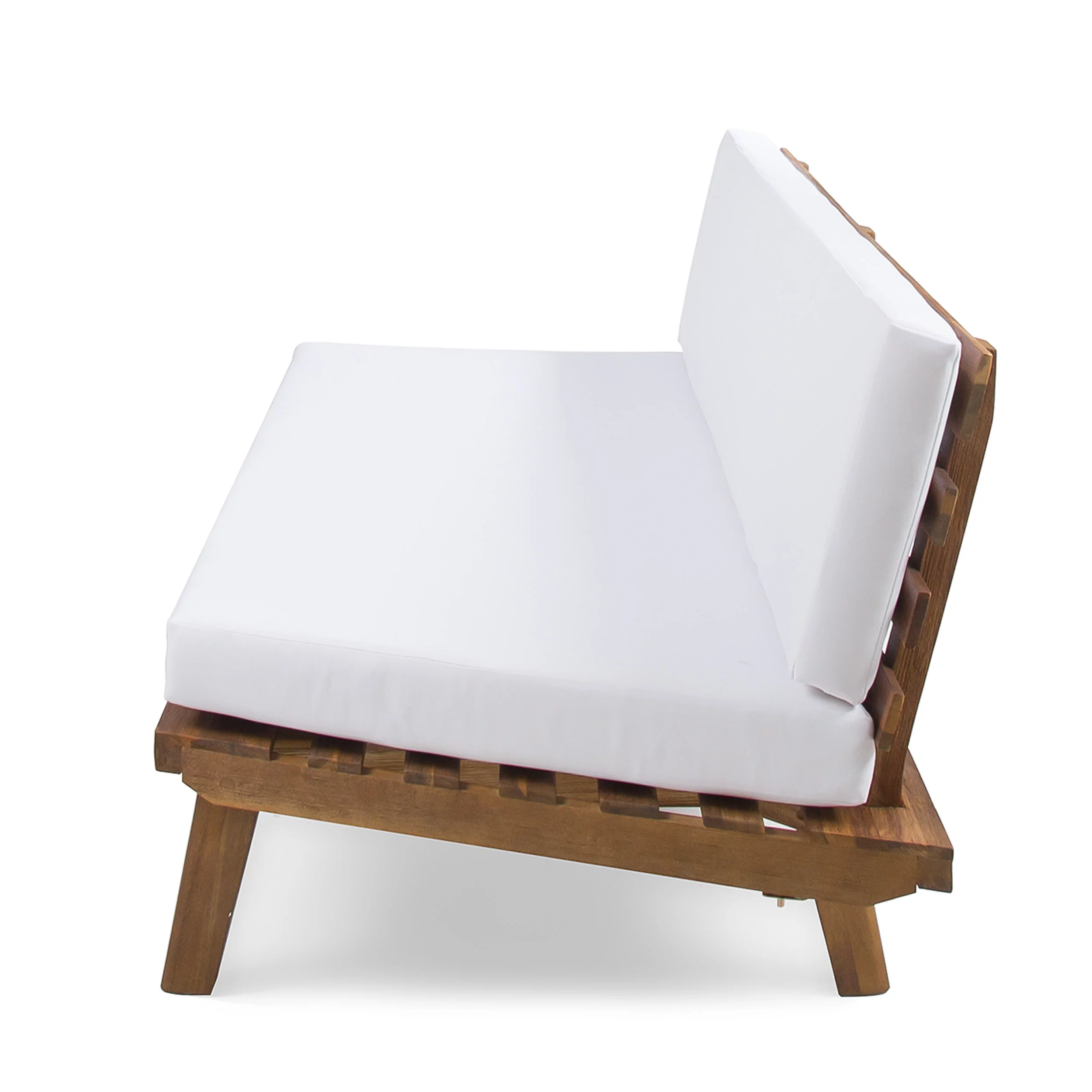GDF Studio Emmory Minimalist Acacia Wood Left Sided Sofa, Sandblast and White