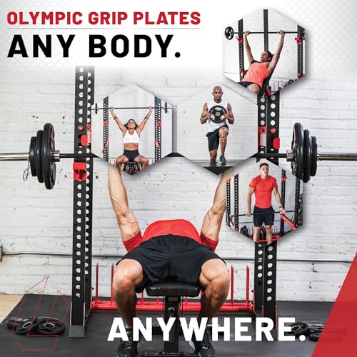 Olympic Weight Set With Bar - Commercial Grade, Rubber Coated Olympic Grip Weight Plates, Barbell, and Spring Clips - Perfect Home Gym Workout Set