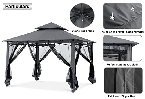 MASTERCANOPY Outdoor Garden Gazebo for Patios with Stable Steel Frame and Netting Walls (11x11,Dark Gray)