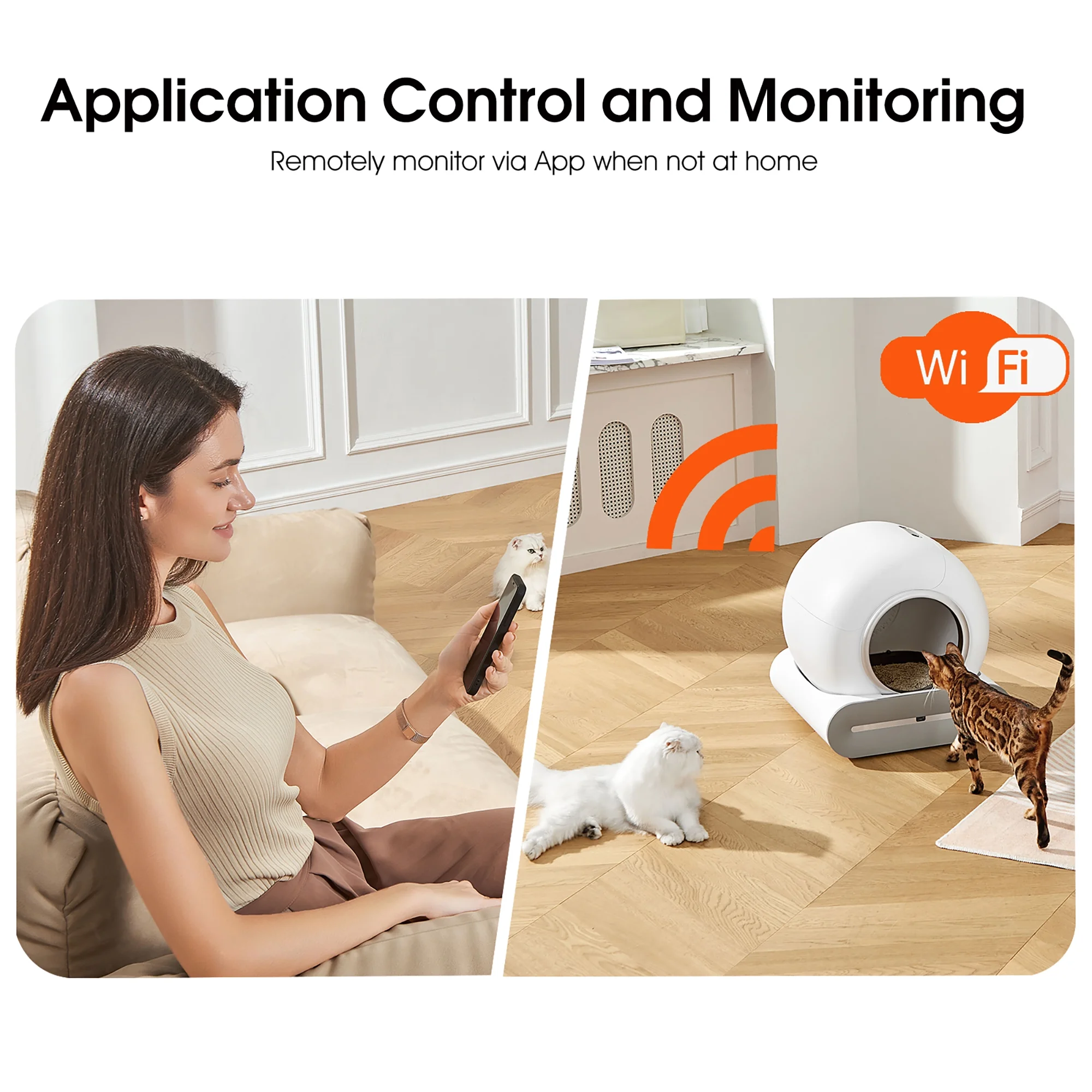 TAKOYI Self Cleaning Litter Box, Automatic Cat Litter Box with App Control Support, Integrated Safety Protection Smart Auto Cat Litter Box with Liner
