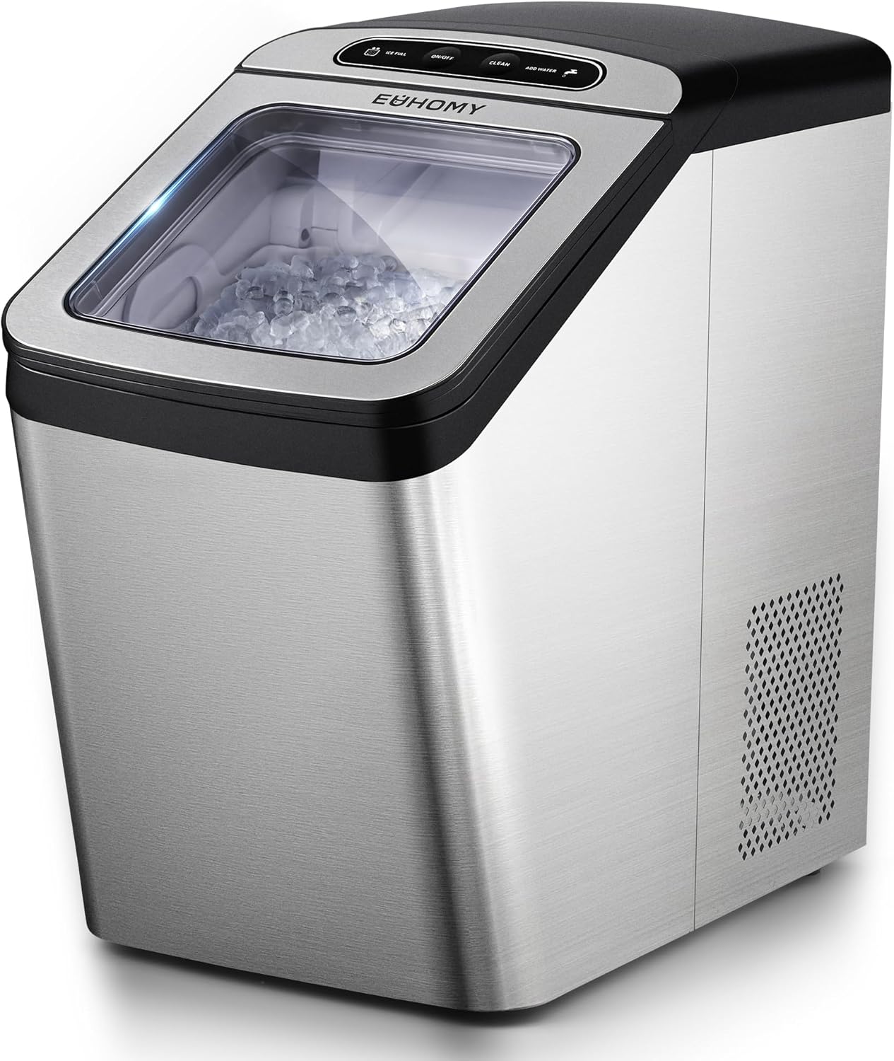 EUHOMY Nugget Ice Maker Countertop, Max 33lbs/day, 2 Way Water Refill, Self-Cleaning Pebble Ice Maker Machine with 3Qt Reservoir