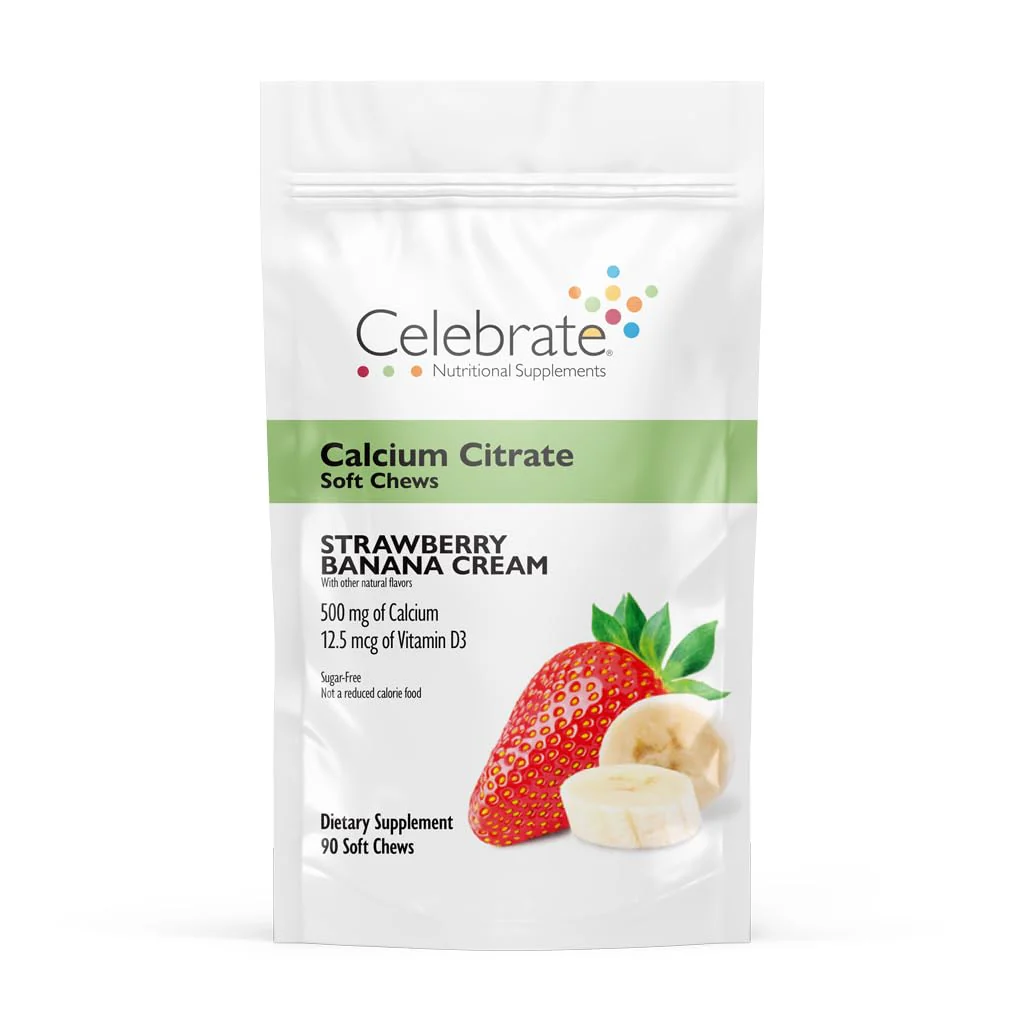 Celebrate Vitamins Calcium Citrate Soft Chews - 500mg Calcium Citrate, 500 IU Vitamin D3 - Bone Health Support, Sugar & Gluten Free