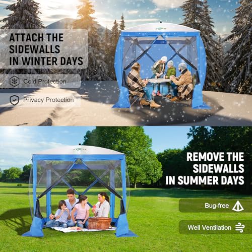 COBIZI 12x12ft Pop up Gazebo Screen Tent Screen House for Camping, Camping Outdoor Screened Gazebo, Canopy Tent
