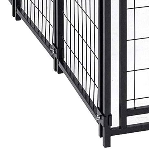 Stay Series 4 by 4 by 4.3 Feet Studio Jr. Black Powder Coat Steel Frame Outdoor Dog Kennel with Waterproof Canopy Roof and Gate Door, Khaki
