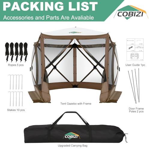 COBIZI 12x12ft Pop up Gazebo Screen Tent Screen House for Camping, Camping Outdoor Screened Gazebo, Canopy Tent
