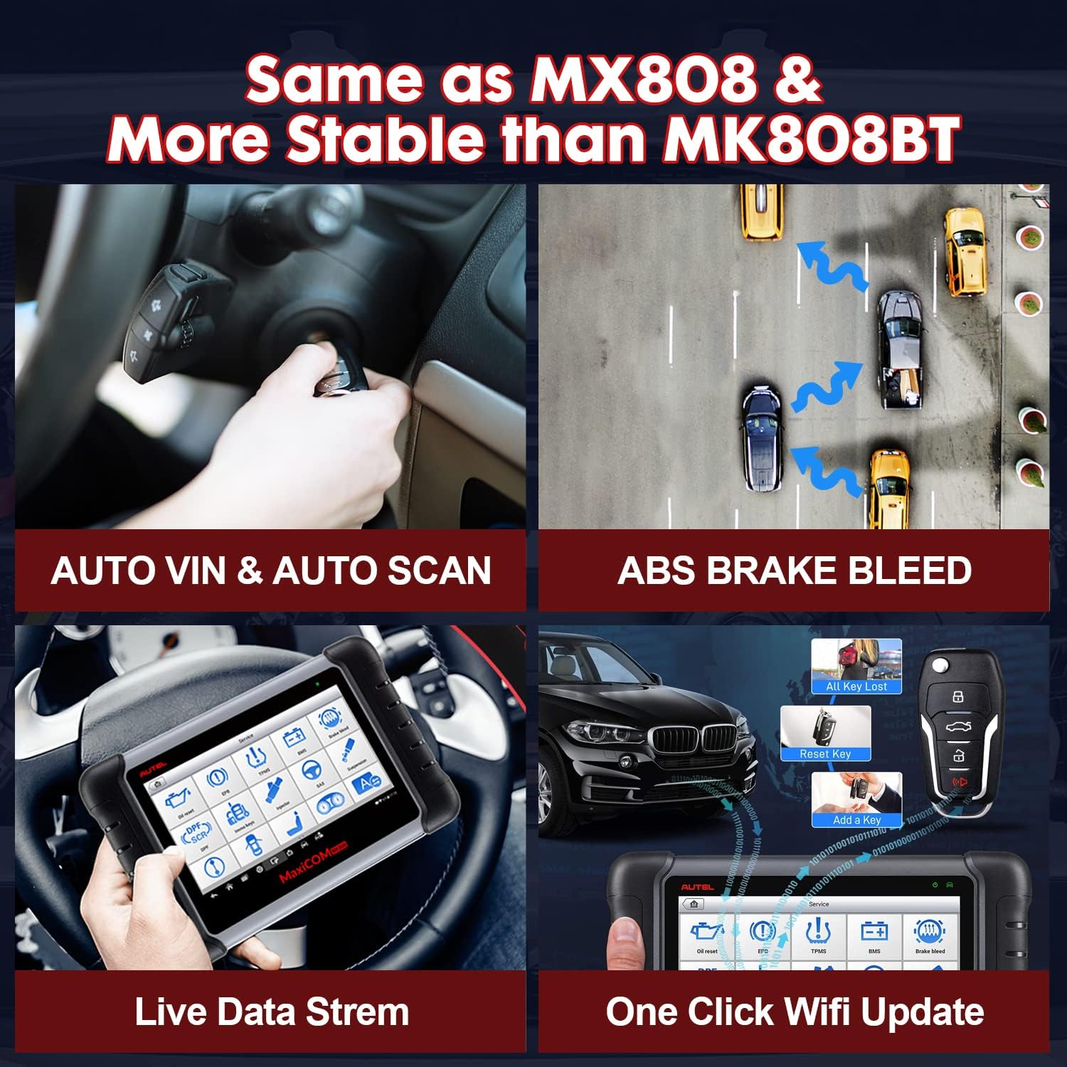 Autel MaxiCOM MK808, 2022 Upgrade Ver. of MaxiCheck MX808 Car Diagnostic Scanner, 28+ Services, All System Diagnostic Scan Tool with ABS Auto Bleed