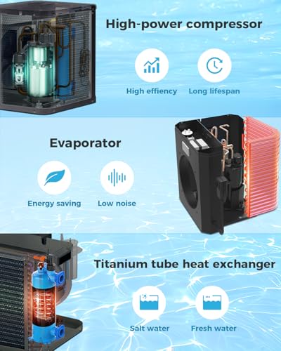 16000 BTU Electric Pool Heater For Above Ground Pool 5000 Gallon Swimming Pool Heat Pump Heating Cooling Mode WiFi Control Schedule Pool Heater 120V