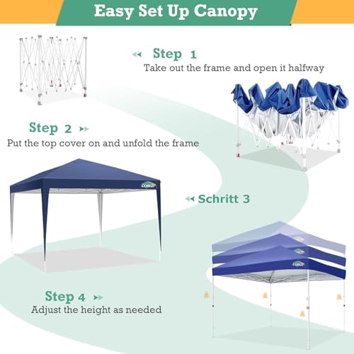 COBIZI 10x10 Pop up Canopy Tent Protable Canopy Tent with 4 Sidewalls Waterproof Commercial Instant Shelter for Parties, Wedding